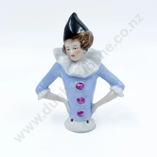 Art Deco Lady Clown Costume China Half Head Doll