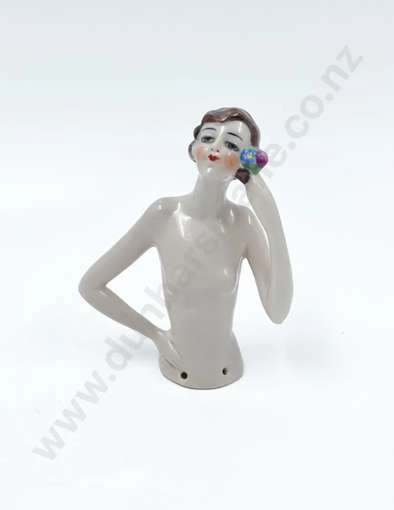 Art Deco Nude Lady China Half Head Doll Image 1++