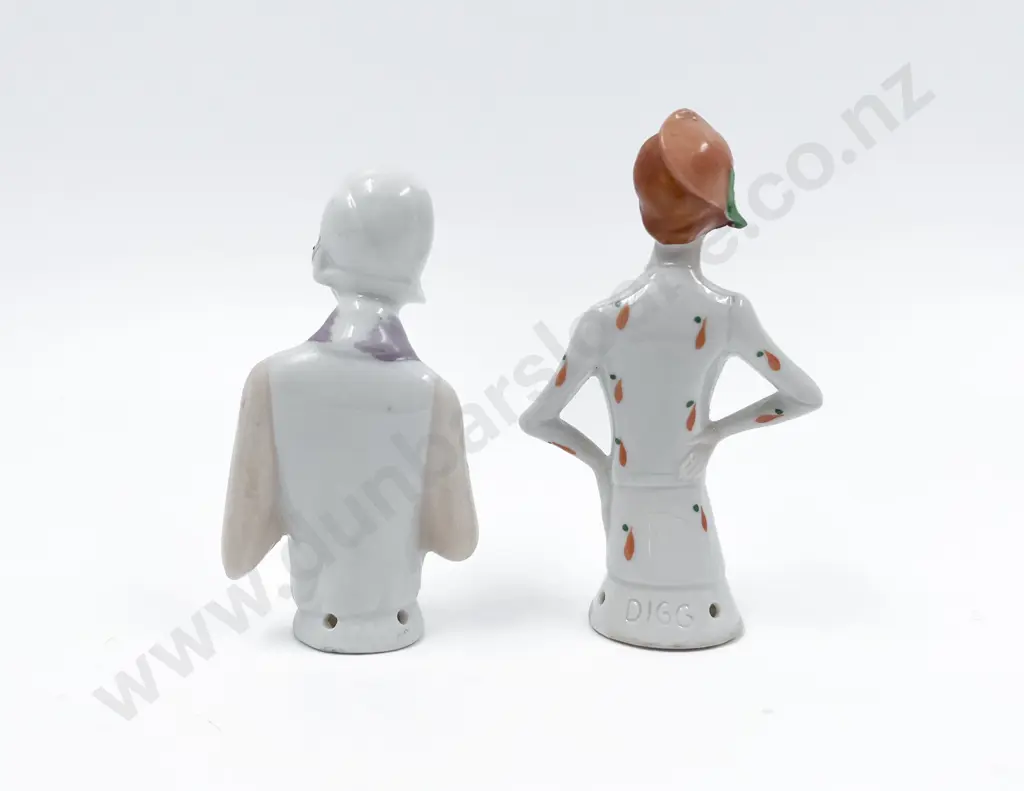 Two Art Deco Lady China Half Head Dolls Image 1++