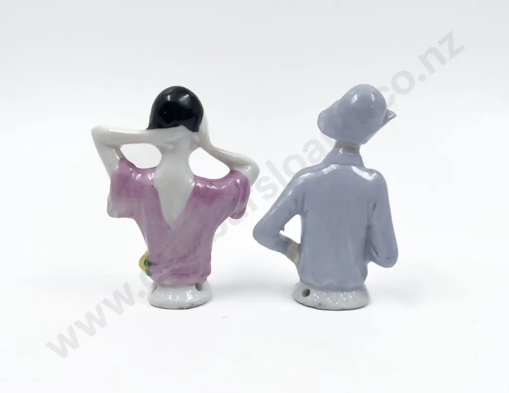 Two Art Deco Lady China Half Head Dolls Image 1++