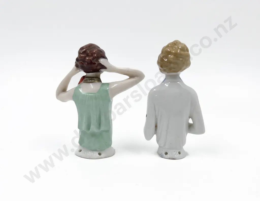Two Art Deco Lady China Half Head Dolls Image 1++