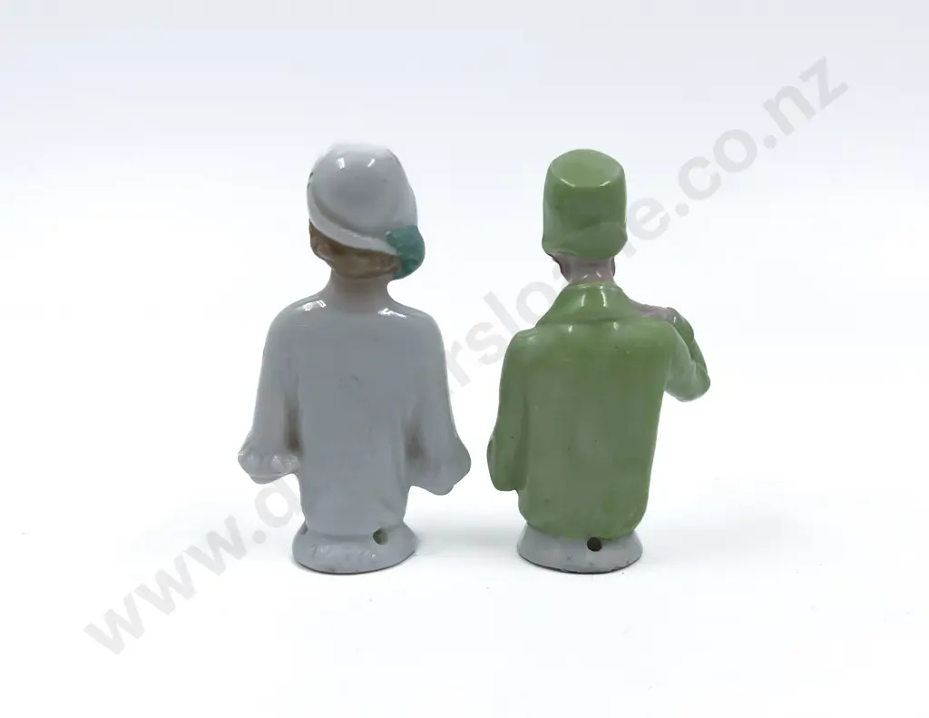 Two Art Deco Lady China Half Head Dolls Image 1++
