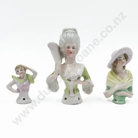 Three Lady China Half Head Dolls
