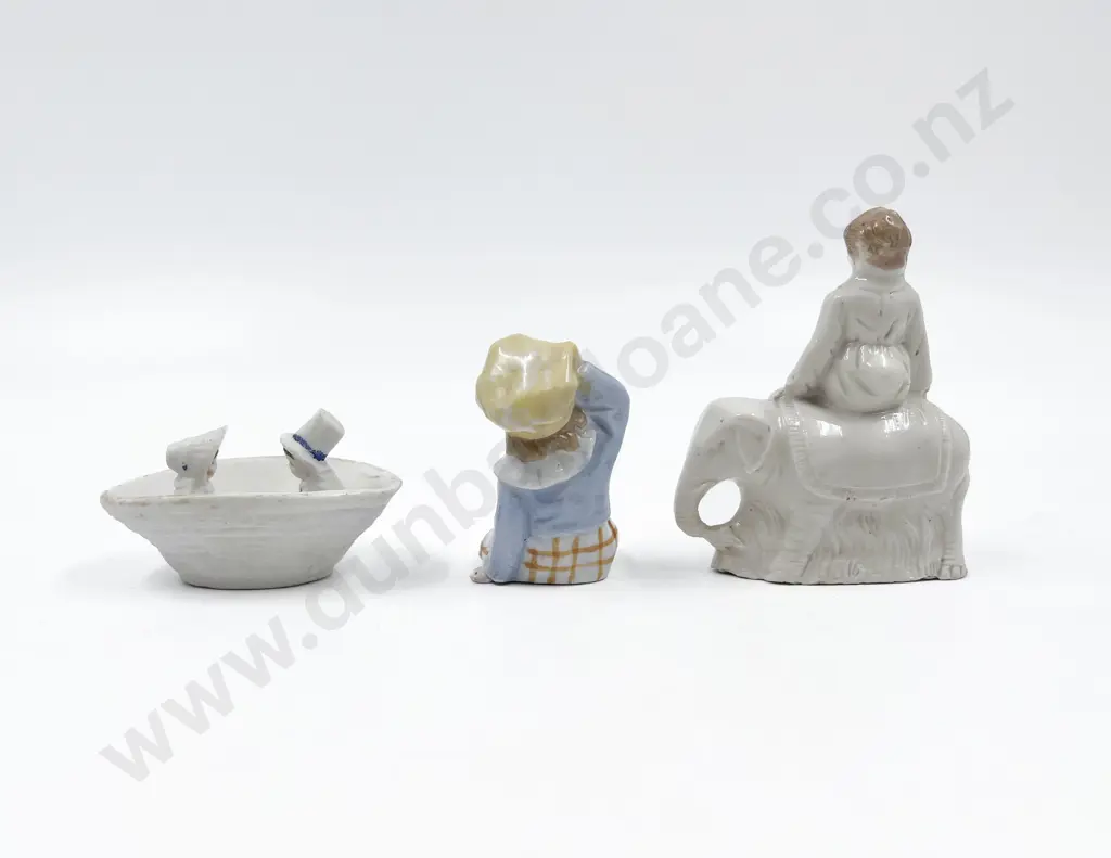 Three Victorian China and Bisque Doll Ornaments Image 1++