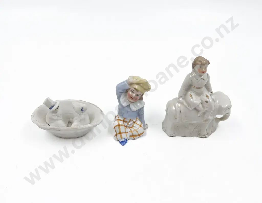 Three Victorian China and Bisque Doll Ornaments Image 1++
