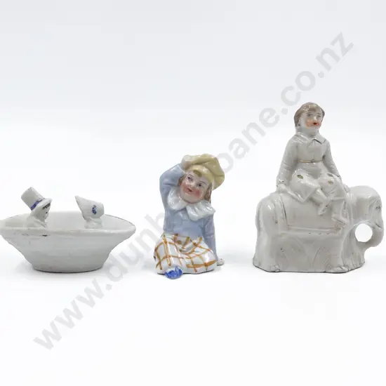 Three Victorian China and Bisque Doll Ornaments