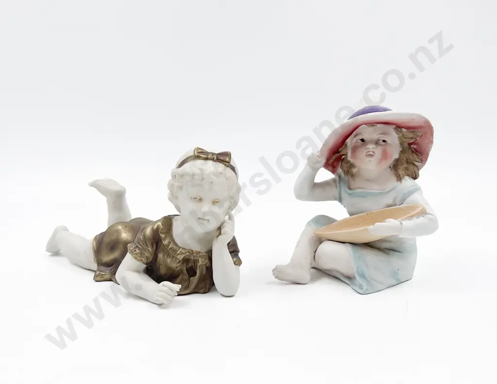 Two Victorian Bisque Piano Babies Image 1++