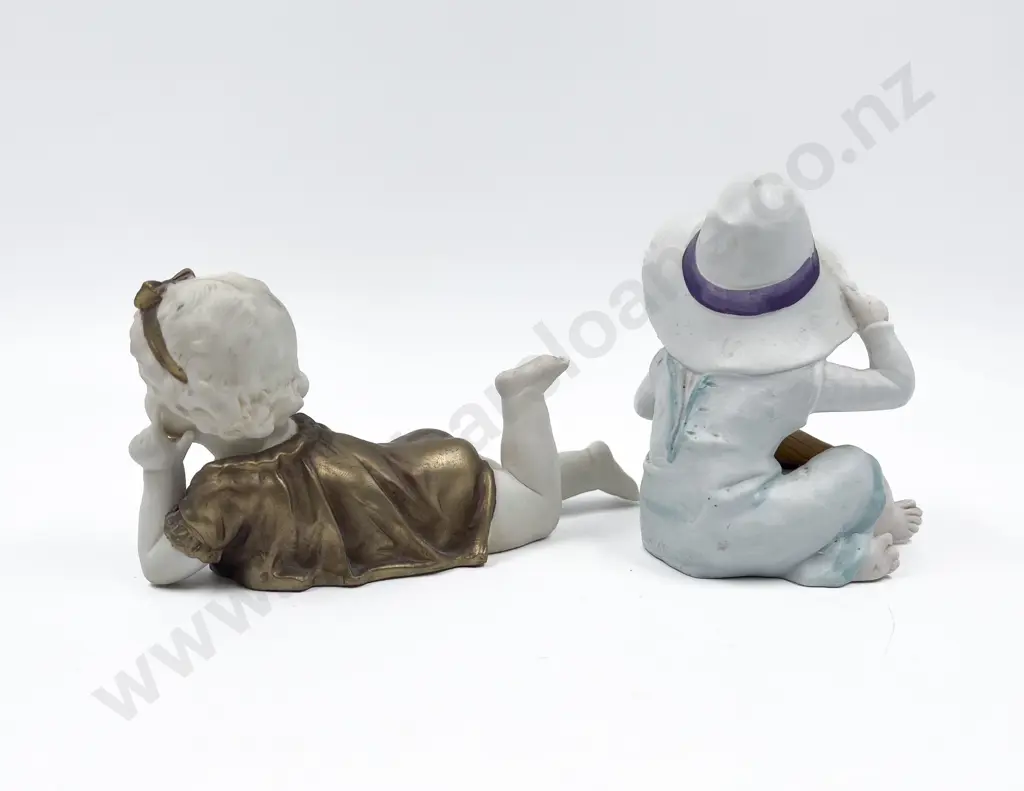 Two Victorian Bisque Piano Babies Image 1++
