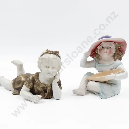 Two Victorian Bisque Piano Babies