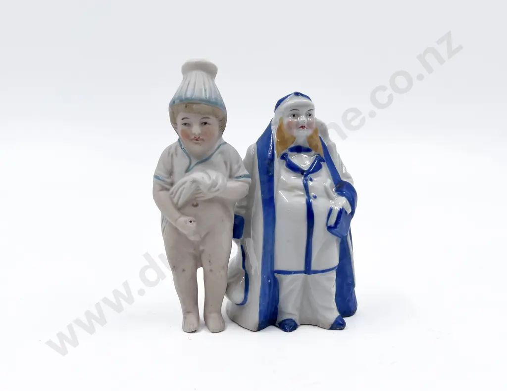 Victorian Bisque 'Pissing' Doll and Novelty Candle Snuffer Image 1++