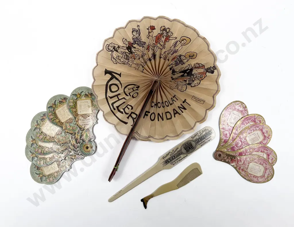 Three Victorian Advertising Paper Fan Collectables Image 1++