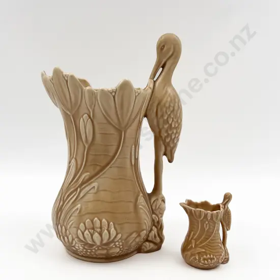 Sylvac Stork Handled Vase and Small Jug