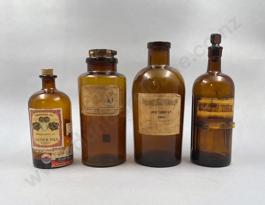 Four Various Brown Chemist Jars Image 1++