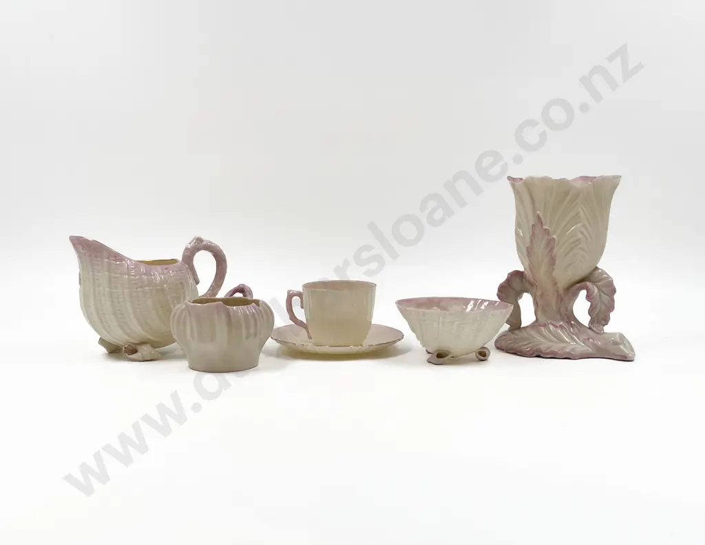 Belleek Acanthus Moulded Vase with Milk Jug Image 1++