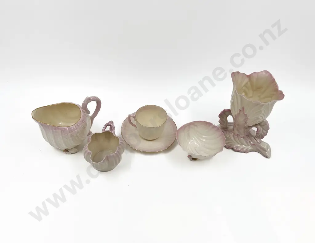 Belleek Acanthus Moulded Vase with Milk Jug Image 1++