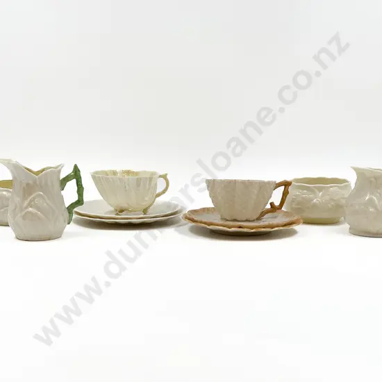 Two Belleek Cup Saucer Plates