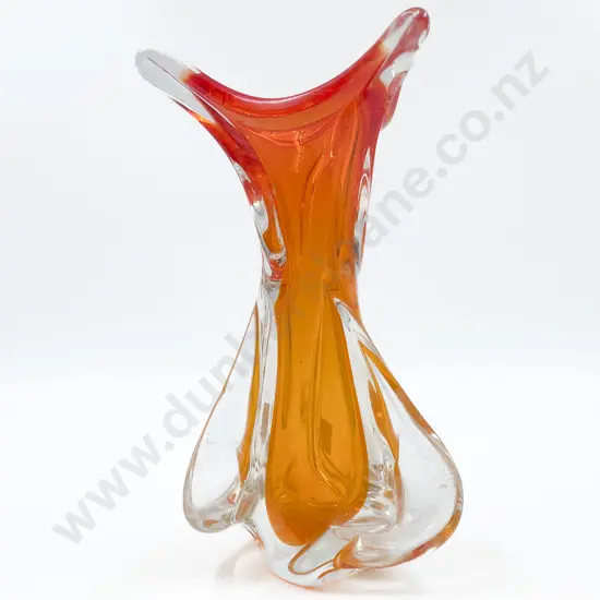 Orange Encased Chalet Canada Art Glass Vase