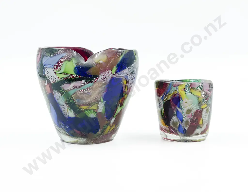 Two Polychrome Murano Glass Vases Image 1++