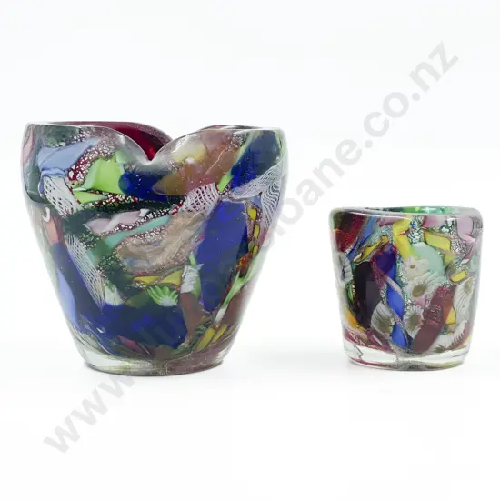 Two Polychrome Murano Glass Vases