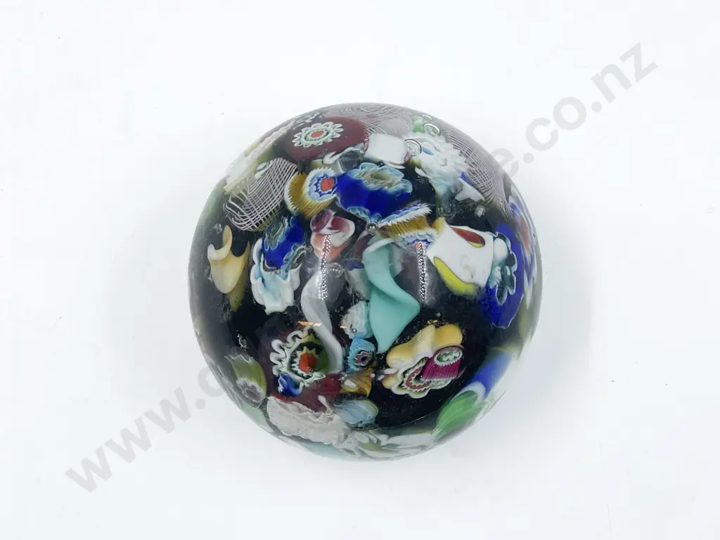 Murano Glass Polychrome Millefiori Paperweight Image 1++