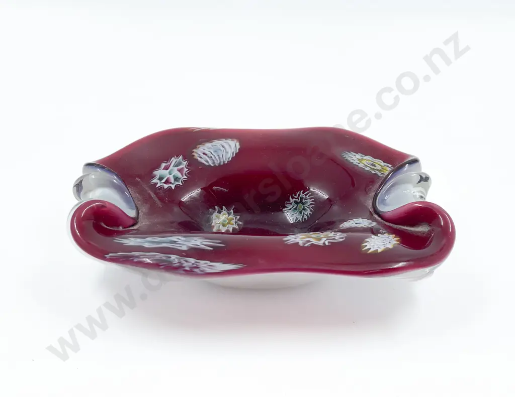 Murano Red Overlay Dish with Millefiori Scatters Image 1++