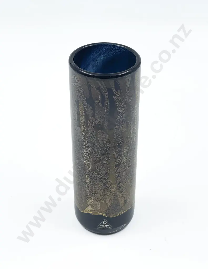 Black Isle of Wight Glass Vase with Gold & Silver Leaf Image 1++