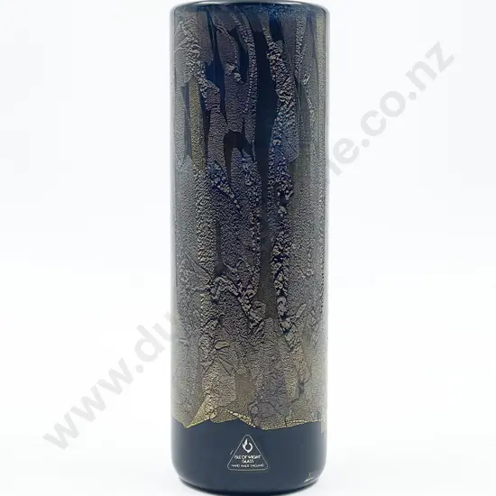 Black Isle of Wight Glass Vase with Gold & Silver Leaf