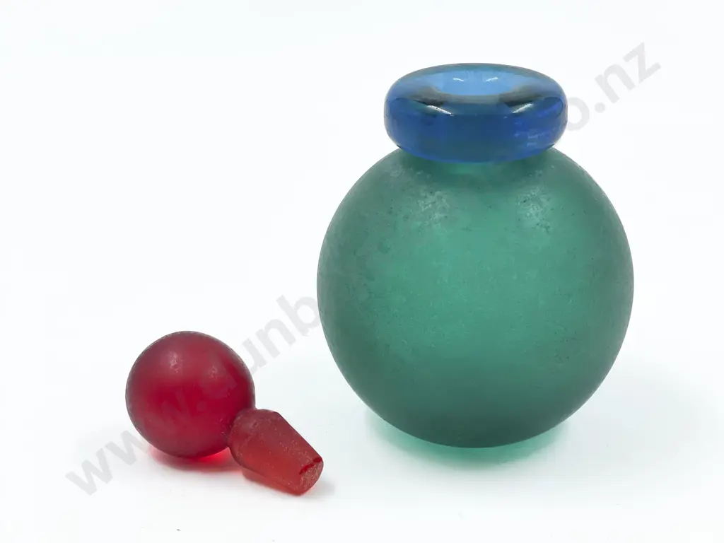 Red Blue & Green Clear & Frosted R Paoletti Murano Glass Perfume Bottle Image 1++