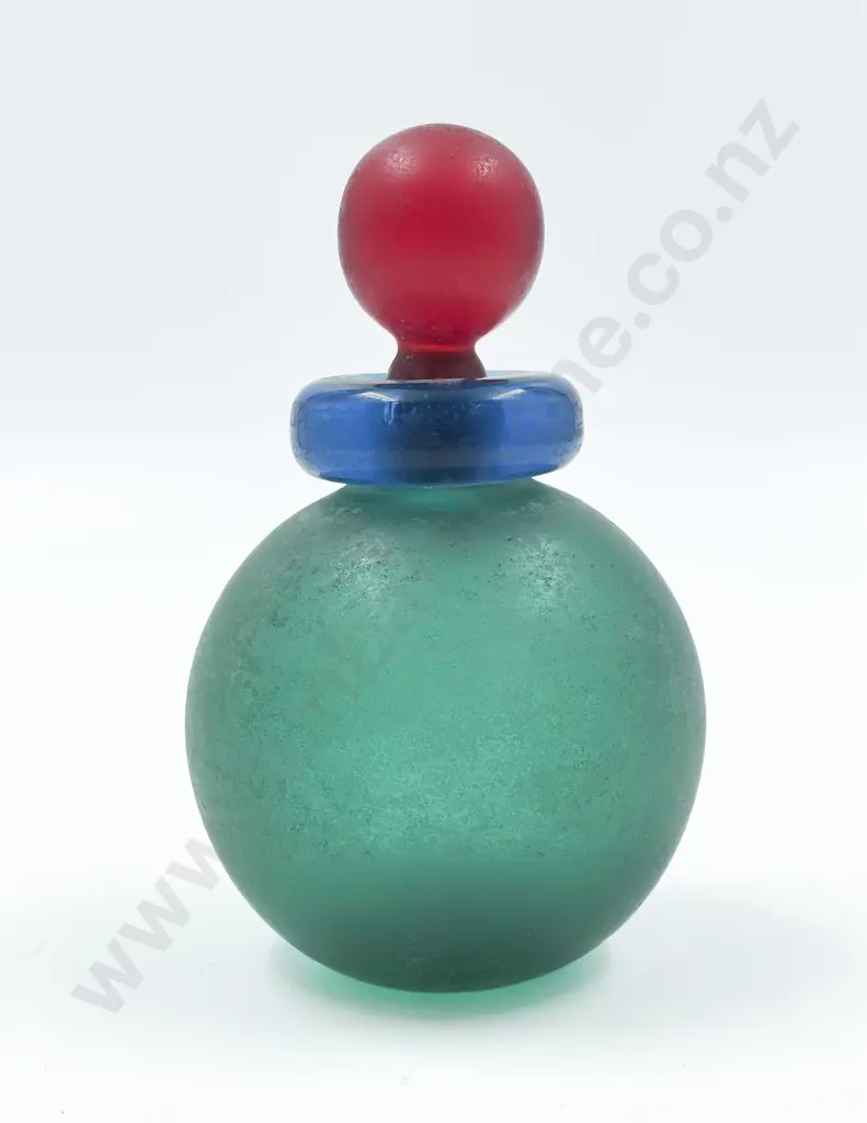 Red Blue & Green Clear & Frosted R Paoletti Murano Glass Perfume Bottle Image 1++
