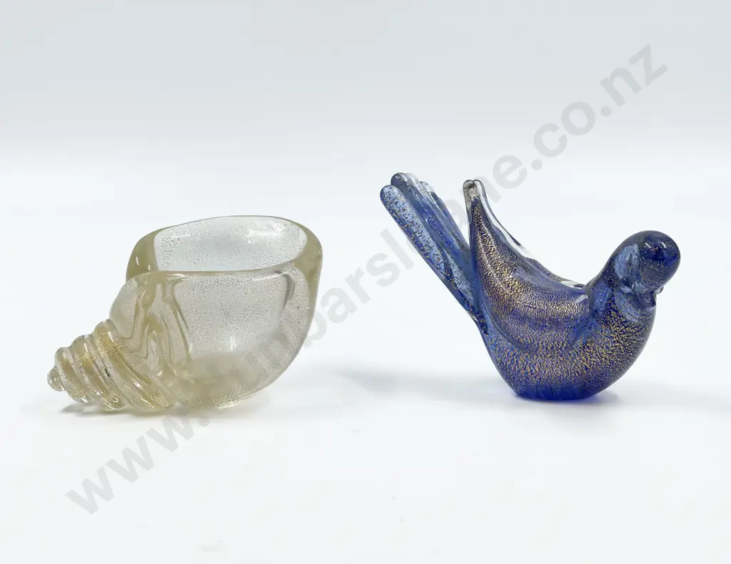 Two Murano Glass Ornaments with Gold Leaf Image 1++