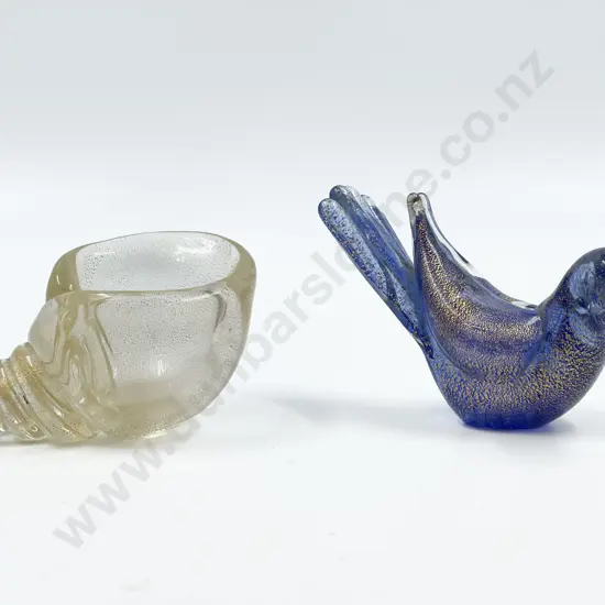 Two Murano Glass Ornaments with Gold Leaf