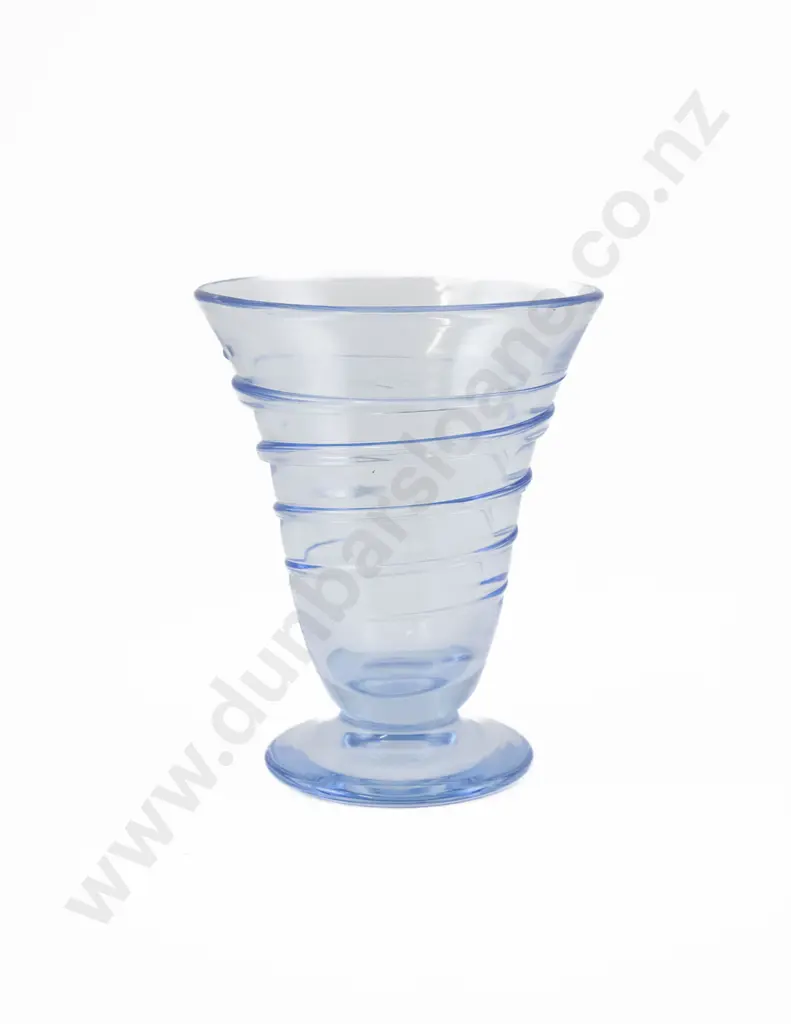 Whitefriars Sapphire Blue Glass Footed "Ribbon Trail" Vase Designed By Barnaby Powell Image 1++