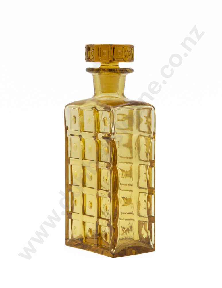 Empoli Style Retro Amber Glass Decanter & Stopper Image 1++