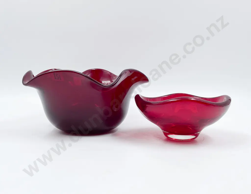 Two Whitefriars Ruby Glass Bowls Image 1++