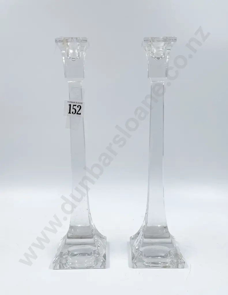 Villeroy & Boch Pair of Longstem Clear Glass Candelsticks Image 1++
