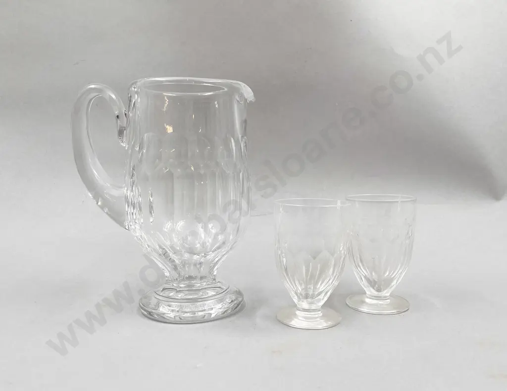 Eight Irish Waterford Curraghmore Pattern Tumbers with Water Jug Image 1++