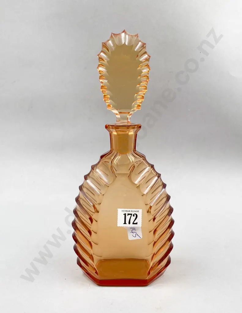 Art Deco Tinted Amber Decanter Image 1++