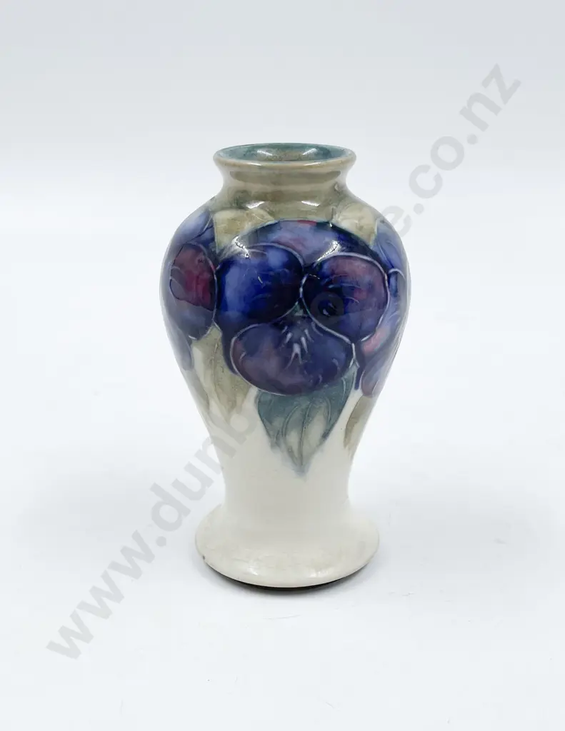 William Moorcroft Small Pansy Pattern Vase 10cm height Image 1++