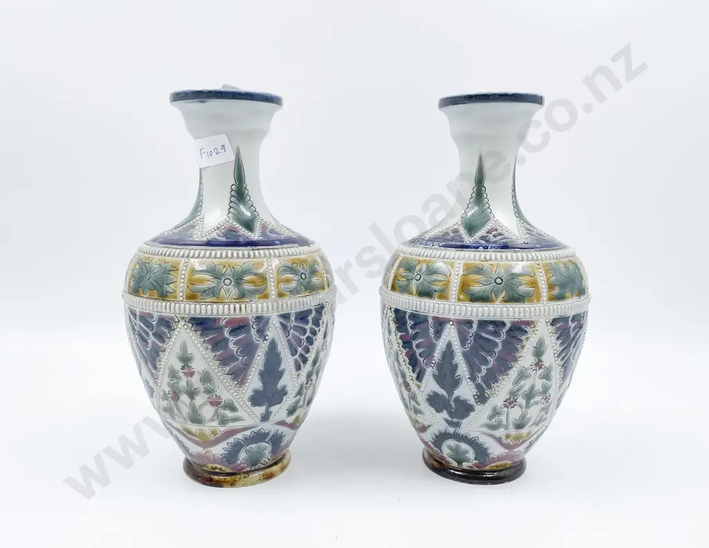 Pair of Doulton Lambeth Stoneware Vases Image 1++