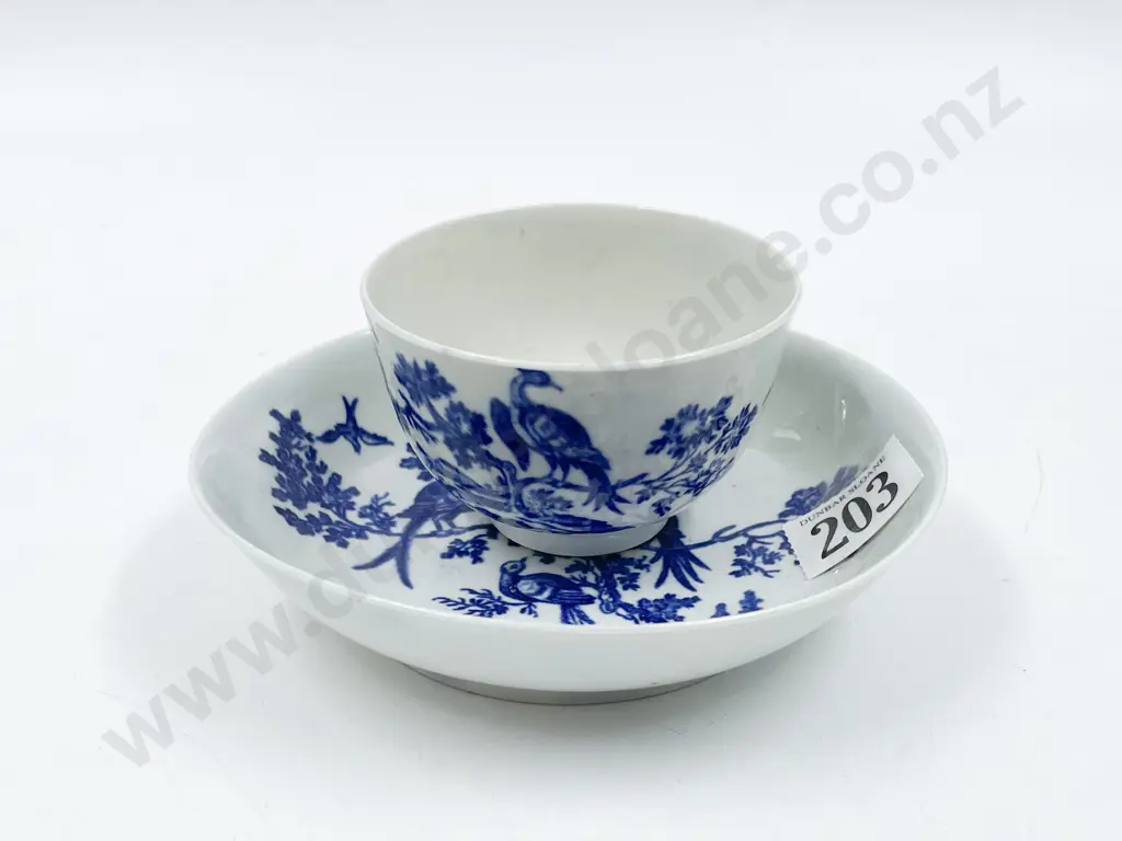 First Period Worcester Circa 1770 Tea Bowl & Saucer Image 1++
