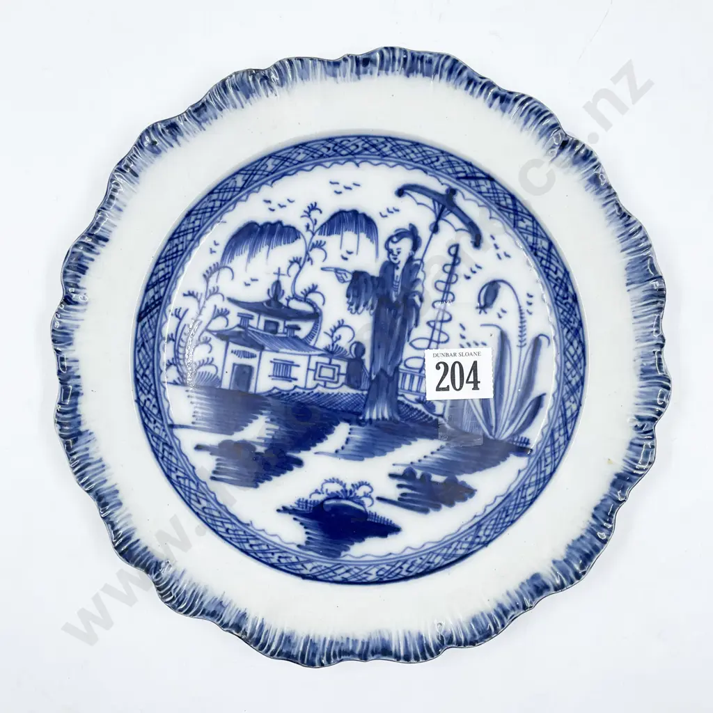 Late C.18th Astbury Chinoiserie Blue & White Plate Image 1++