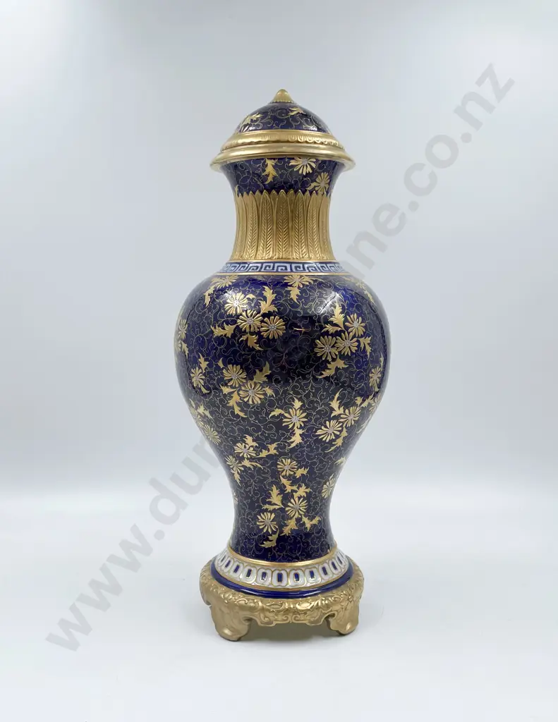 Minton Mantle Vase Fine Gilt Decoration on Cobalt Blue Image 1++