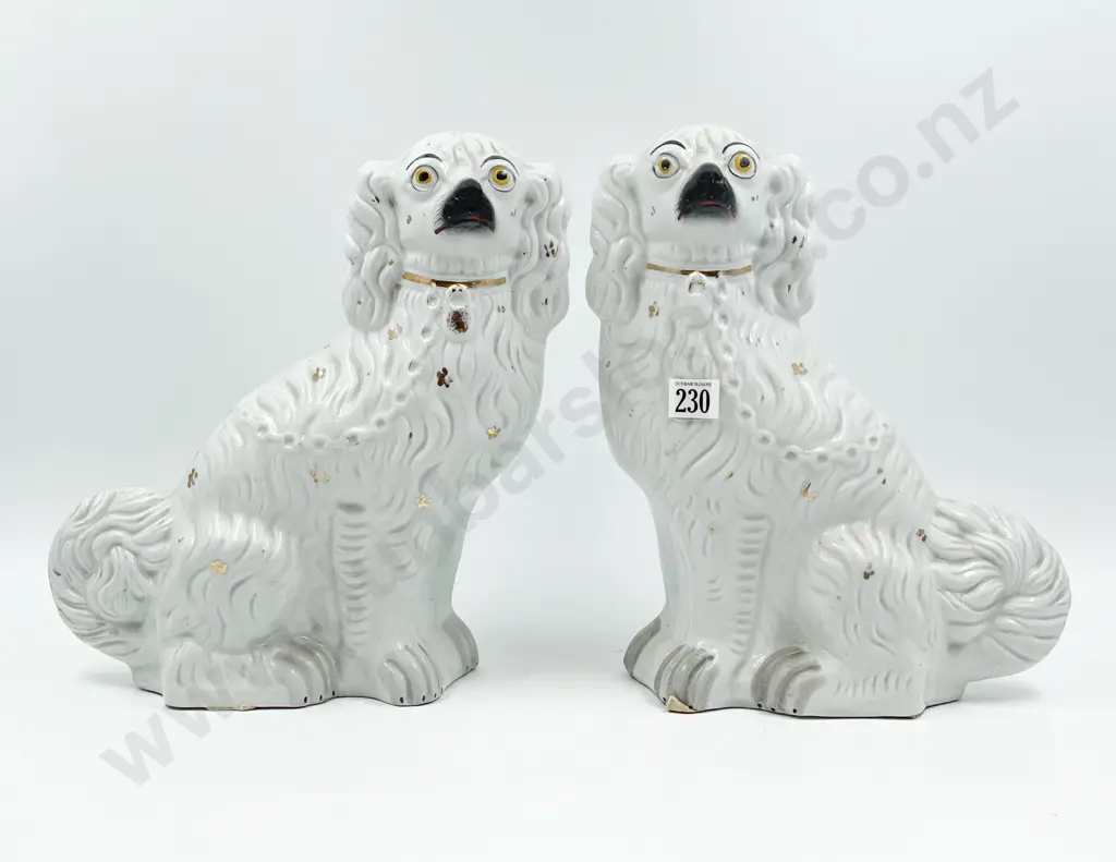 Pair of Vict Staffordshire Spaniel Mantle Dogs Image 1++