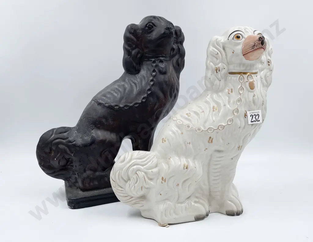 Two Vict Staffordshire Spaniel Mantle Dogs Image 1++