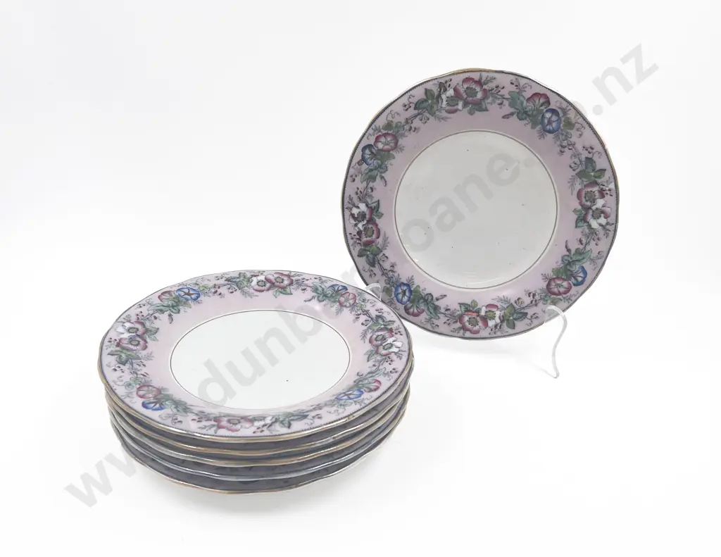 Six Vict Pearlware Rosewater Pattern Plates Image 1++