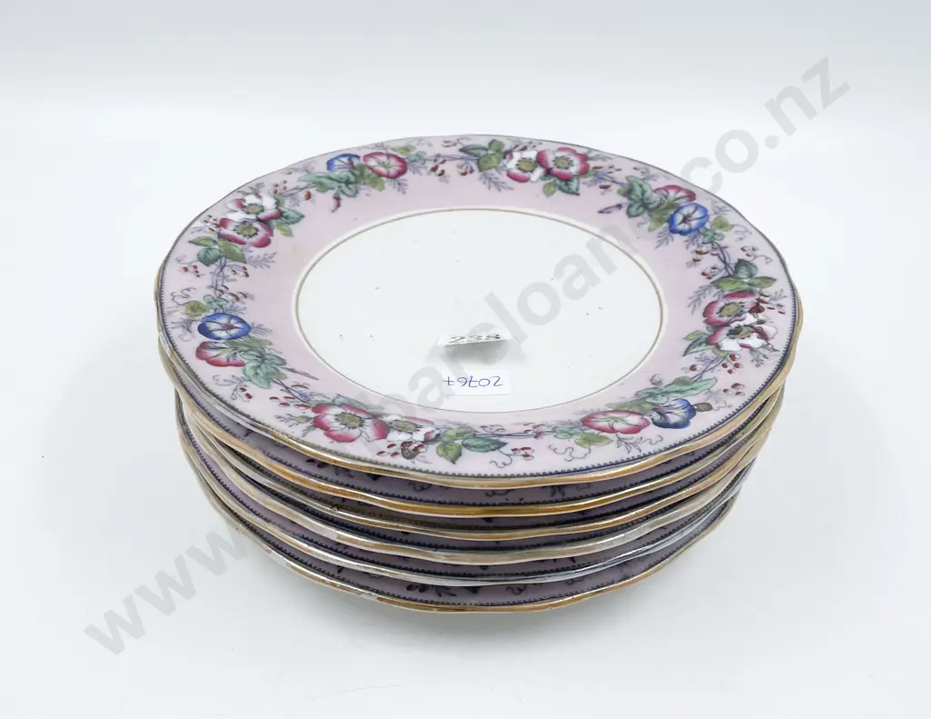 Six Vict Pearlware Rosewater Pattern Plates Image 1++