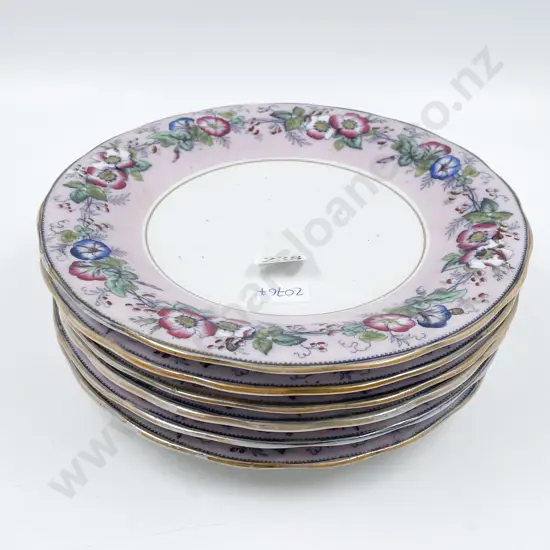 Six Vict Pearlware Rosewater Pattern Plates