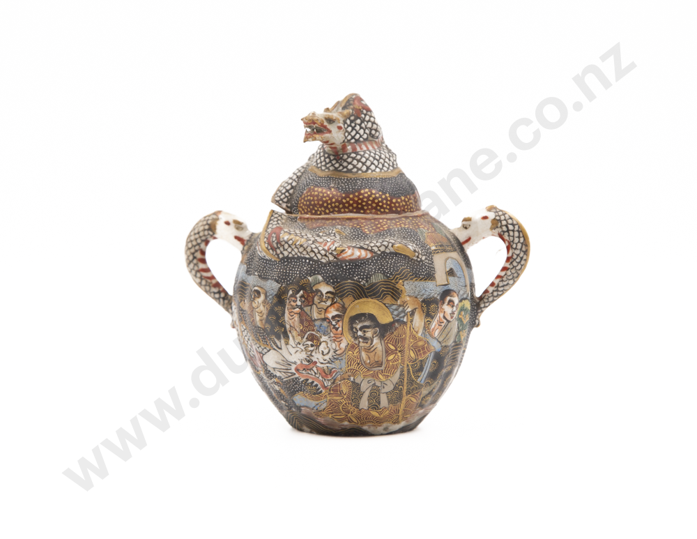 Meiji Period Satsuma Two Handled Sugar Bowl Image 1++
