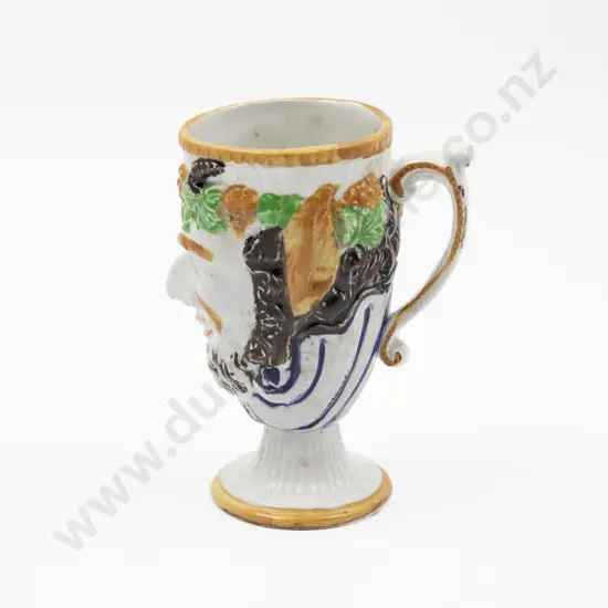 Early C19th Prattware Bacchus Moulded Character Jug