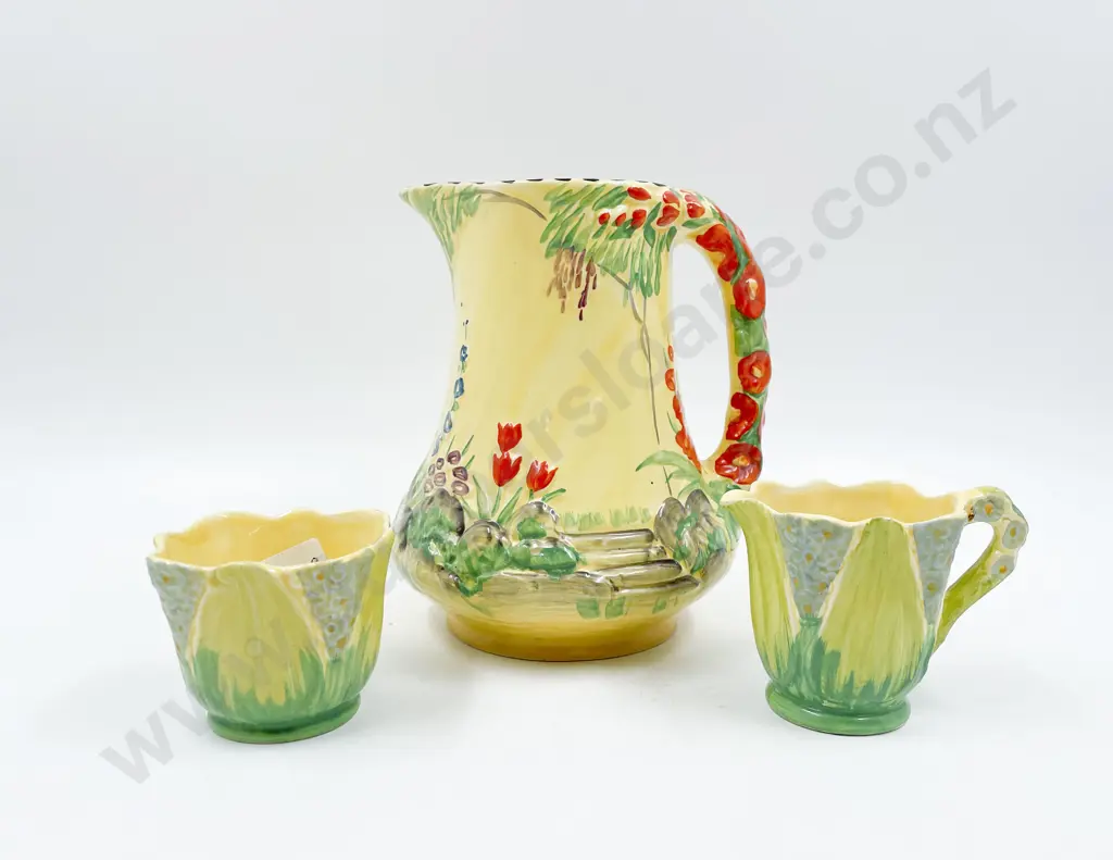 Burleigh Ware Poppy Handled Jug with Sugar & Cream Image 1++